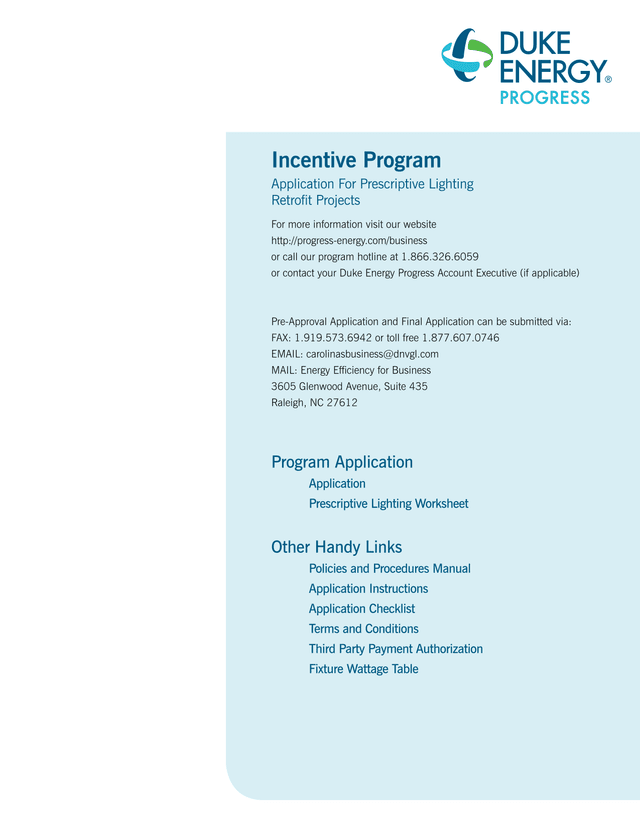Incentive Program Application For Prescriptive Lighting Retrofit Projects screenshot