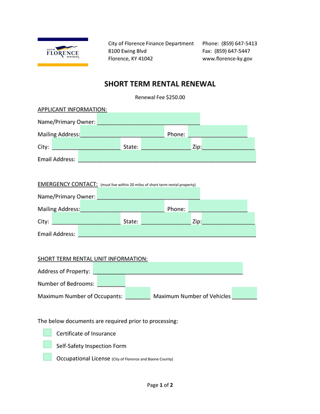 Short Term Rental Renewal screenshot