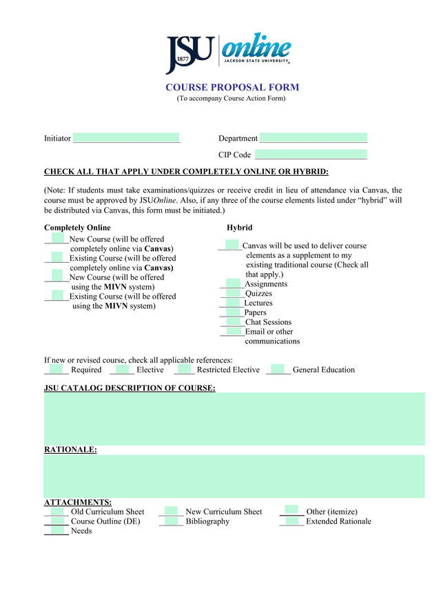 Course Proposal Form screenshot