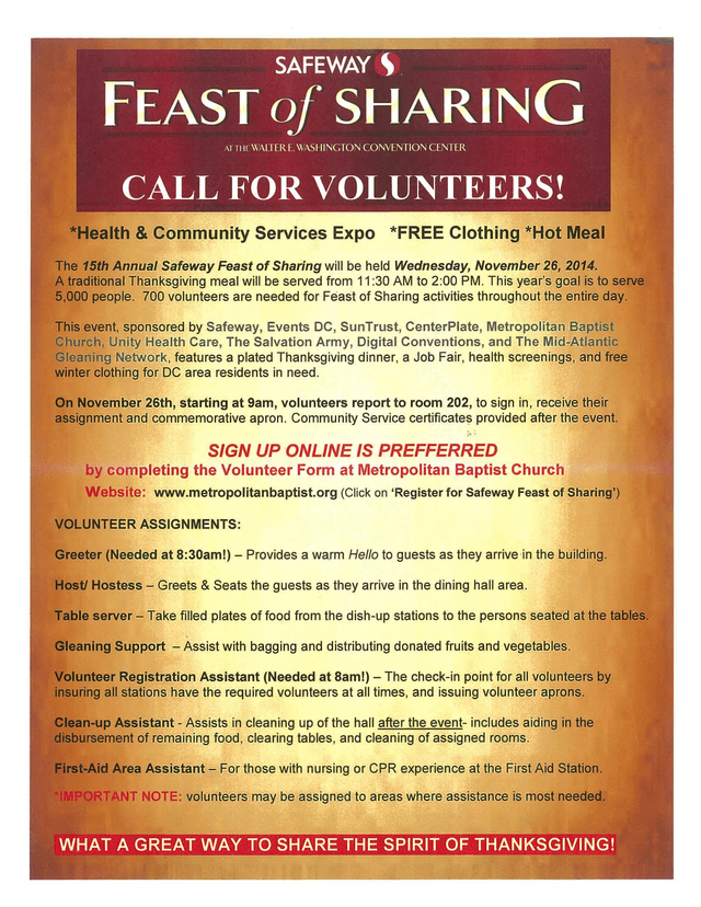 Safeway Feast Of Sharing Volunteer Event screenshot