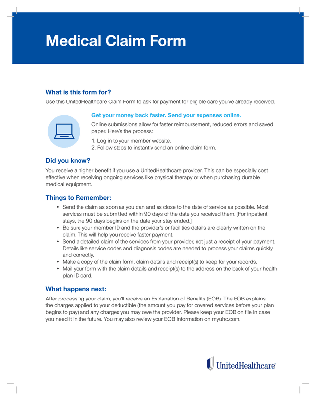 Medical Claim Form screenshot