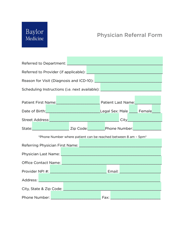 Physician Referral Form screenshot