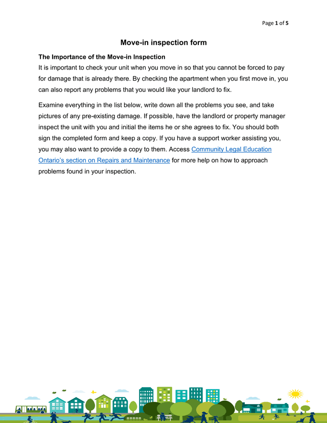 Move In Inspection Form screenshot
