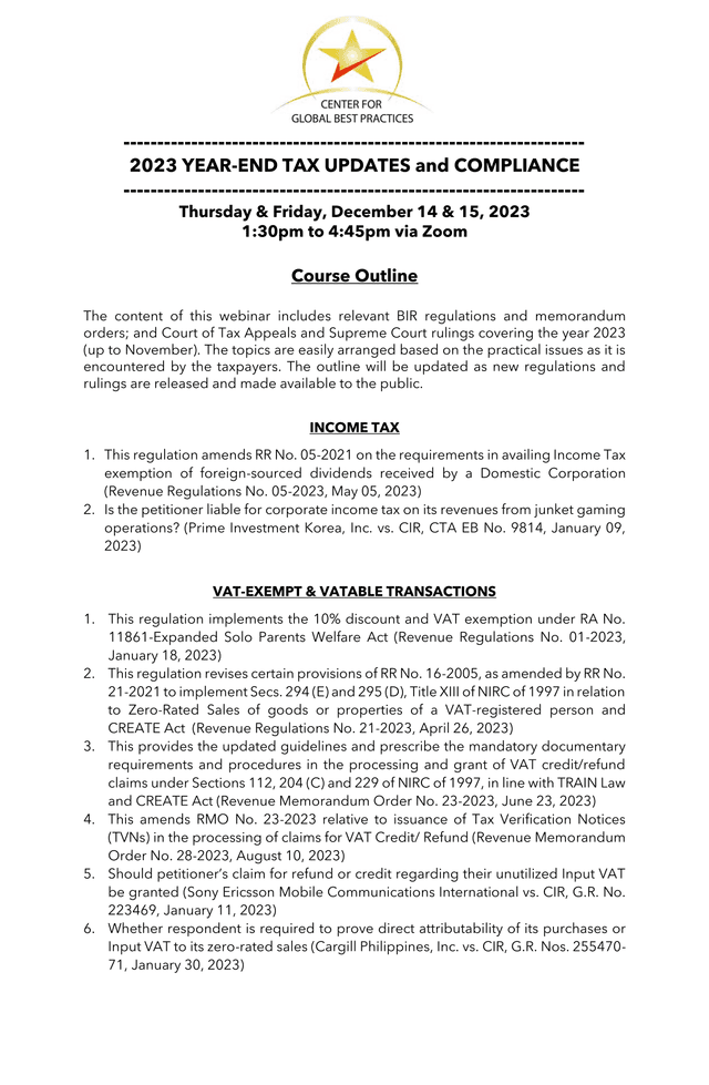 2023 Year End Tax Updates And Compliance screenshot