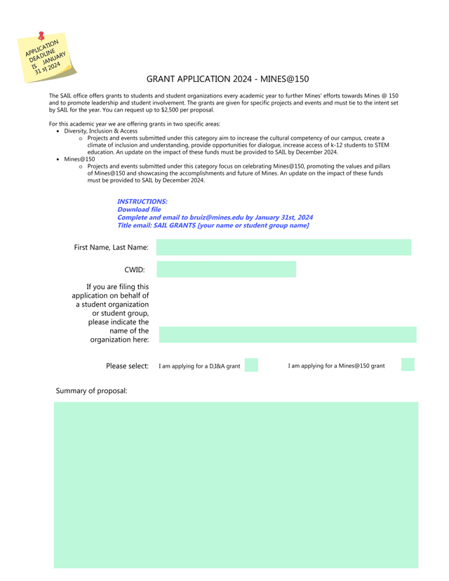 GRANT APPLICATION 2024   MINES150 screenshot