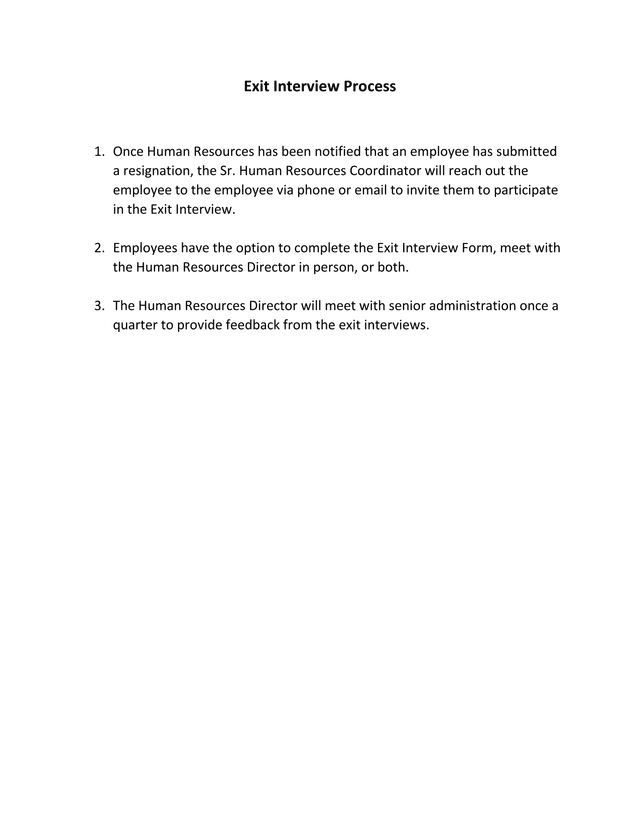 Exit Interview Process screenshot