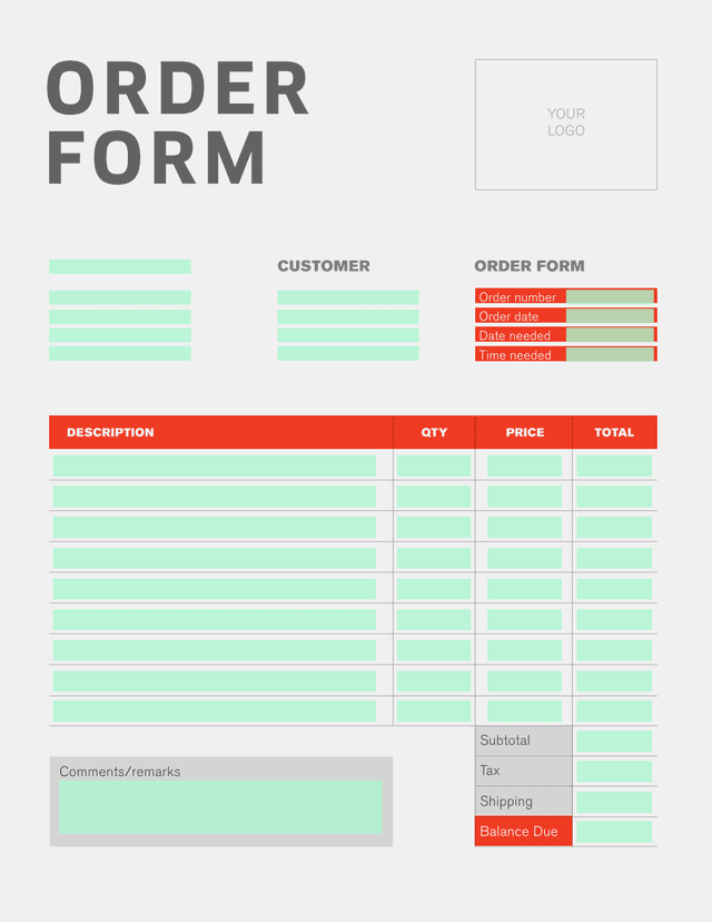 Order Form screenshot