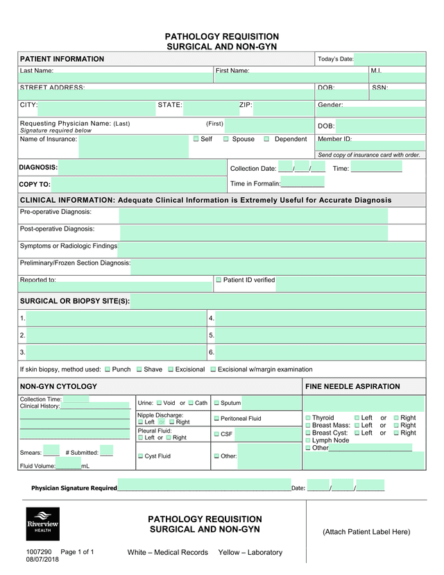 Pathology Requisition (Surgical And Non GYN) screenshot