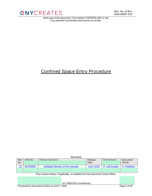 Confined Space Entry Procedure screenshot