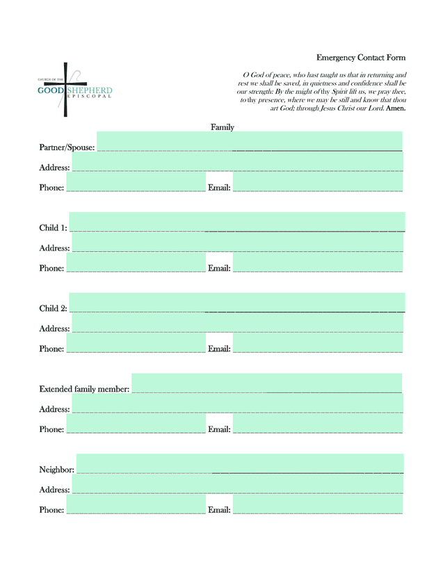 Emergency Contact Form screenshot
