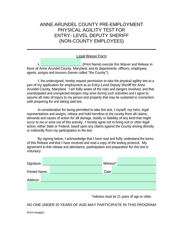 Anne Arundel County Pre Employment Physical Agility Test For Entry Level Deputy Sheriff (Non County  screenshot