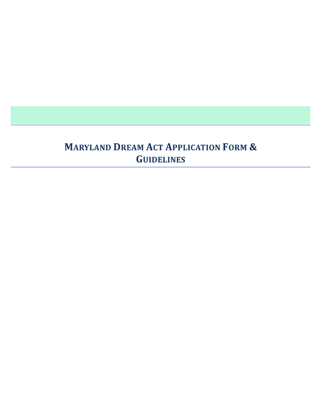 Maryland Dream Act Application Form  Guidelines screenshot