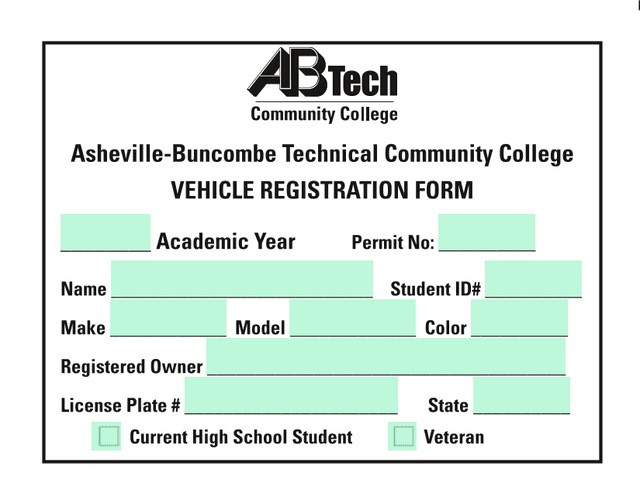 Vehicle Registration Form screenshot