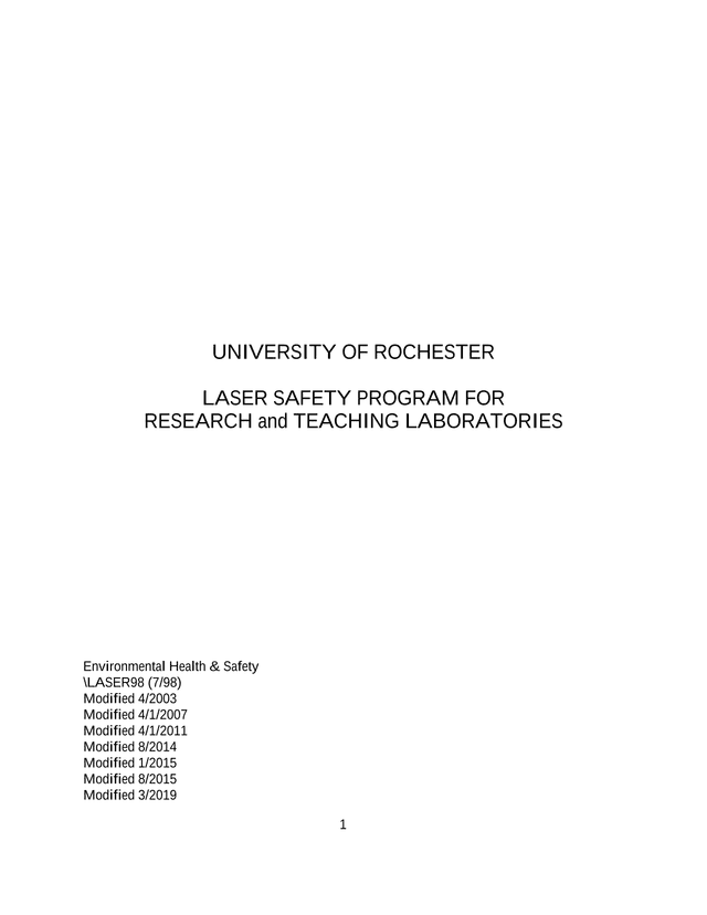 LASER SAFETY PROGRAM FOR RESEARCH And TEACHING LABORATORIES screenshot