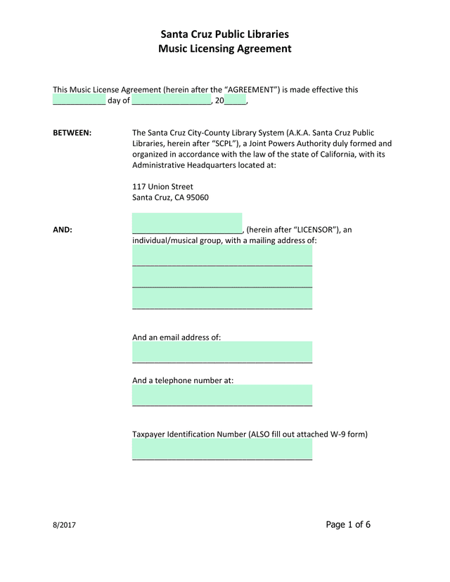 Music Licensing Agreement screenshot