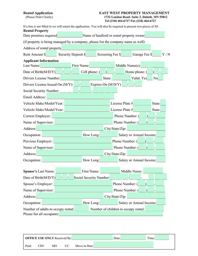 Rental Application screenshot