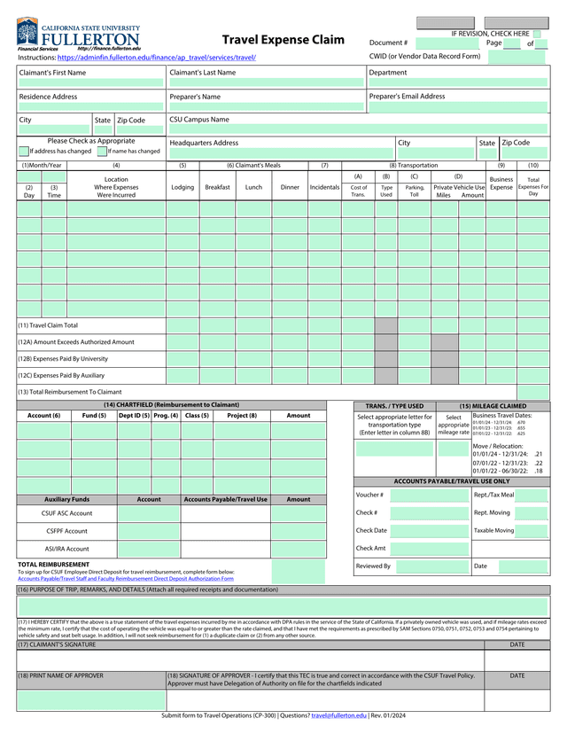 Travel Expense Claim screenshot