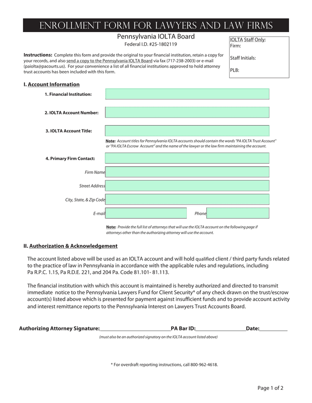 Enrollment Form For Lawyers And Law Firms screenshot
