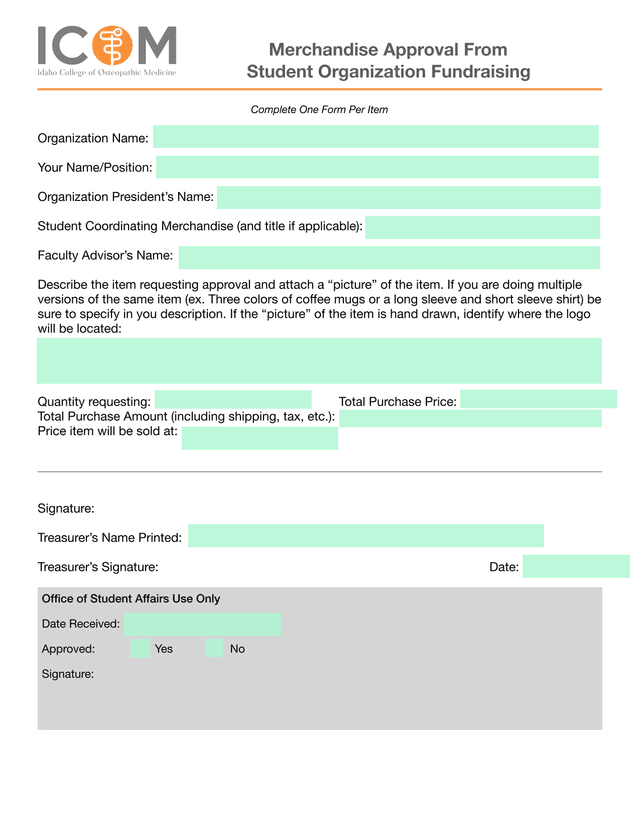 Merchandise Approval From Student Organization Fundraising screenshot