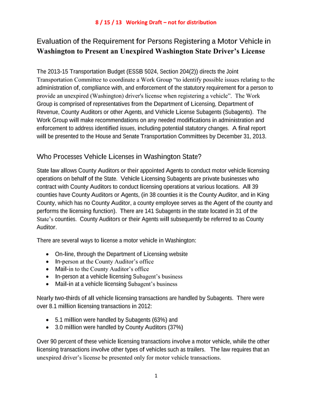 Evaluation Of The Requirement For Persons Registering A Motor Vehicle In Washington To Present An Un screenshot