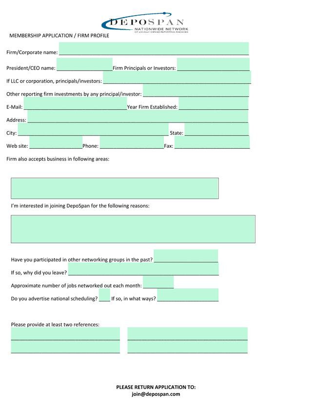 MEMBERSHIP APPLICATION  FIRM PROFILE screenshot