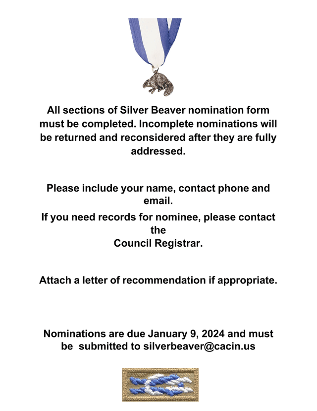 The Silver Beaver Award Nomination Form screenshot