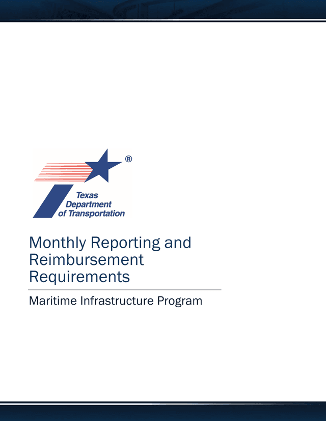 Monthly Reporting And Reimbursement Requirements Maritime Infrastructure Program screenshot