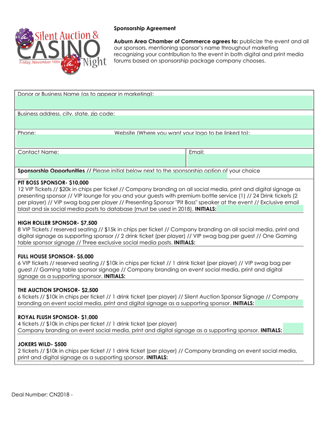 Sponsorship Agreement screenshot