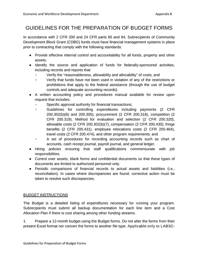 Guidelines For Preparation Of Budget Forms screenshot