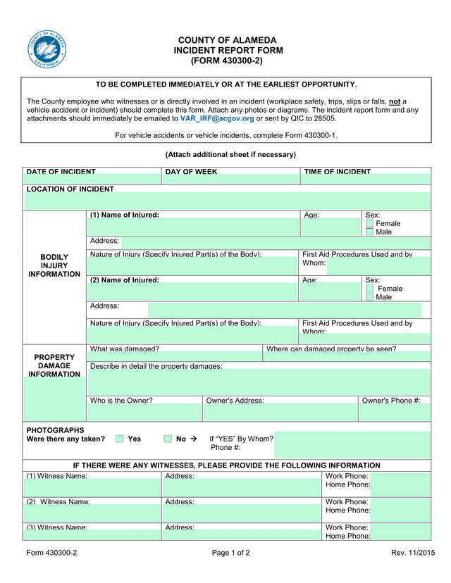Form 430300 2   Incident Report Form screenshot