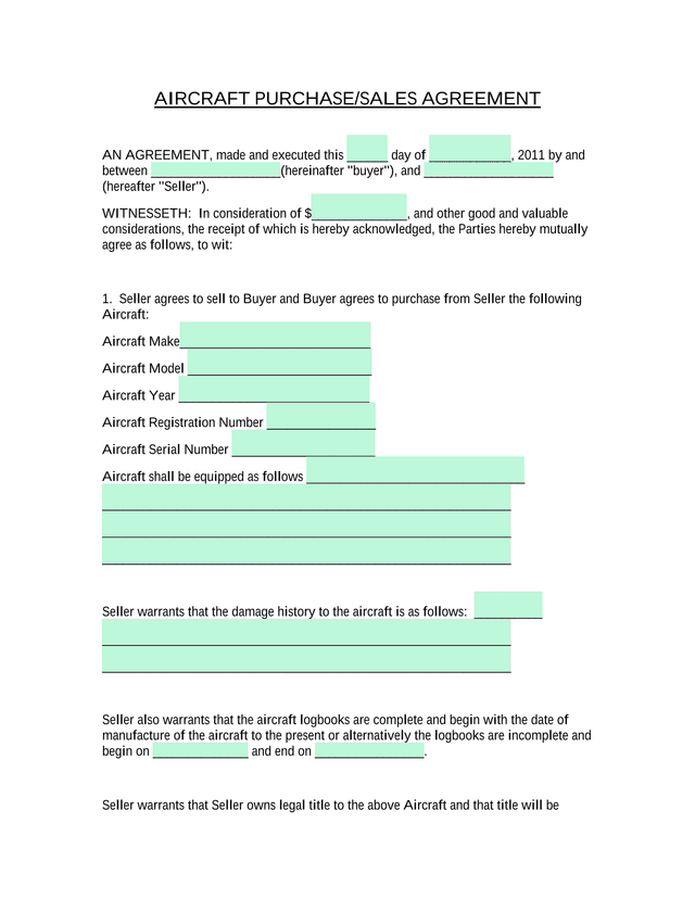 Aircraft PurchaseSales Agreement screenshot