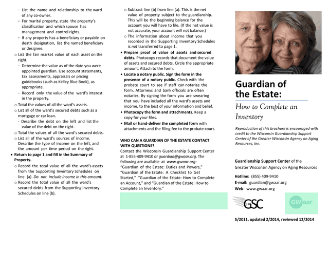 Guardian Of The Estate Inventory Form screenshot