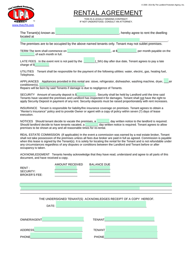 Rental Agreement screenshot