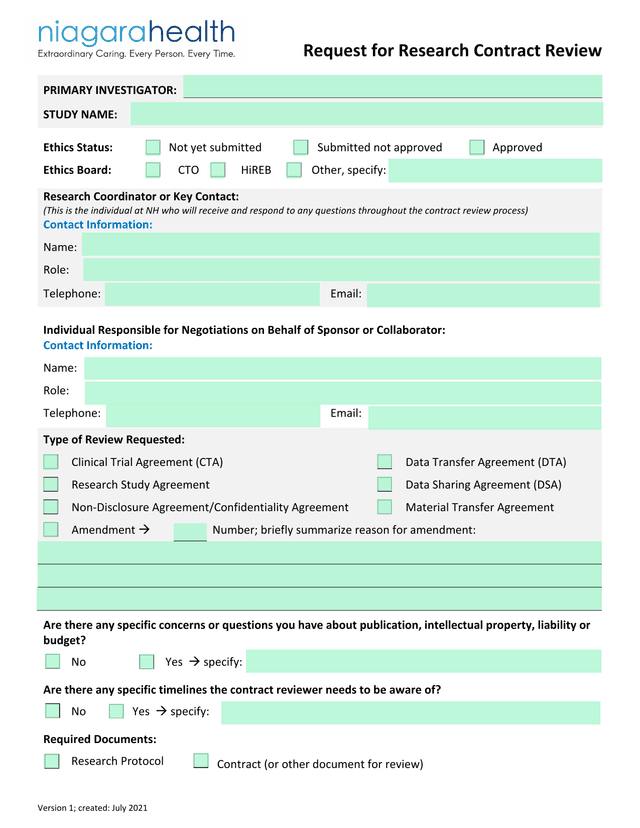 Request For Research Contract Review screenshot