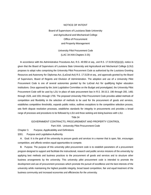 University Pilot Procurement Code screenshot
