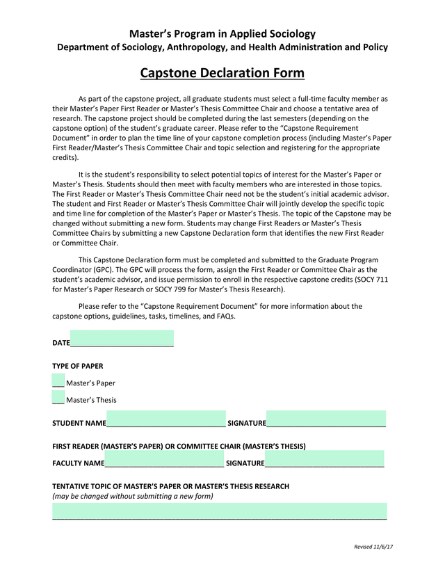 Capstone Declaration Form screenshot