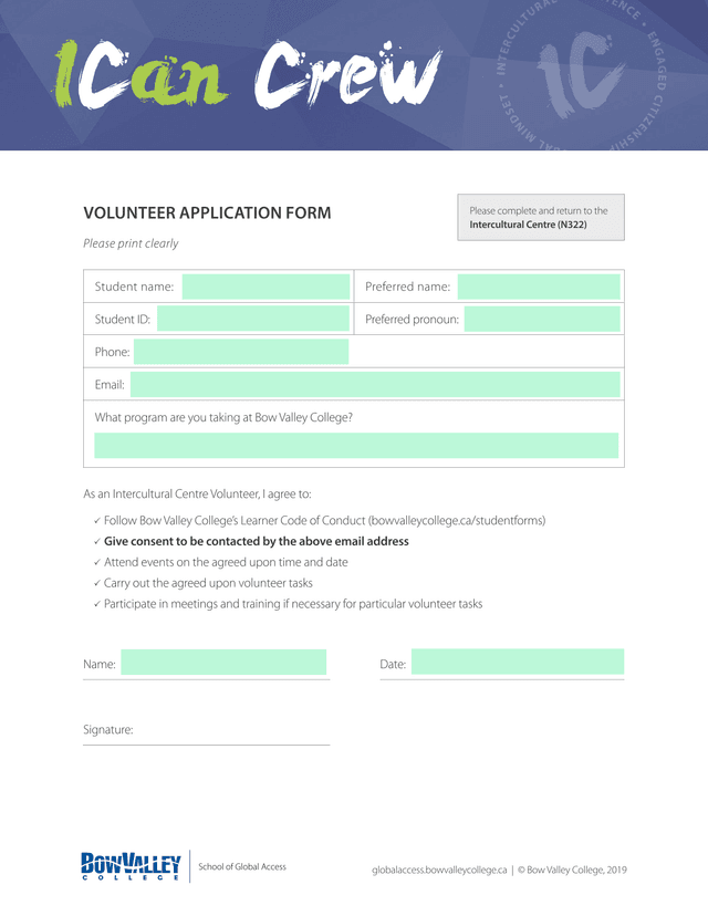 Volunteer Application Form screenshot