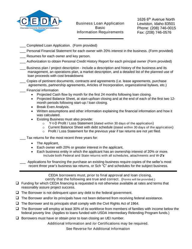 Completed Loan Application screenshot