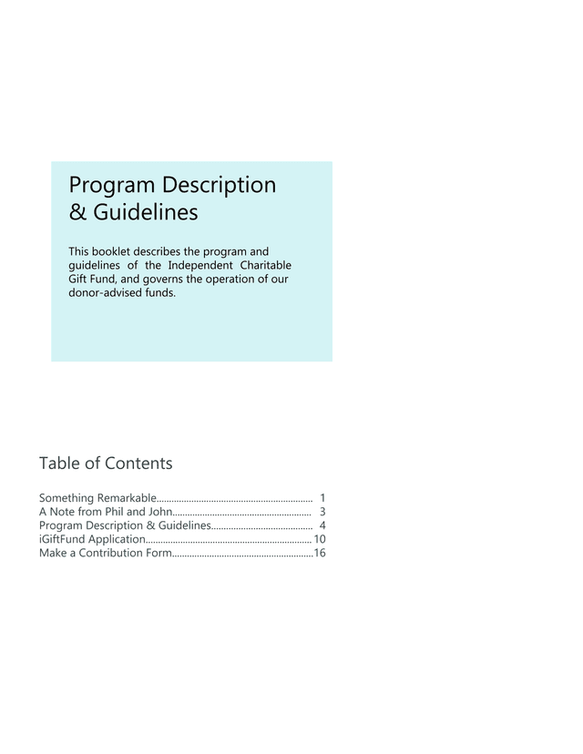 IGiftFund Program Description  Guidelines screenshot
