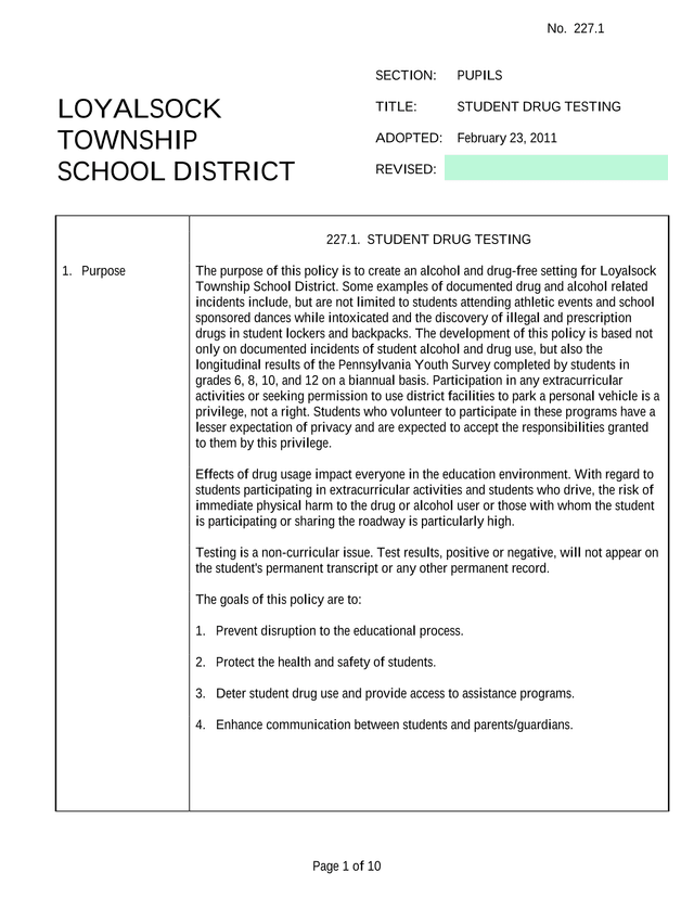 STUDENT DRUG TESTING screenshot