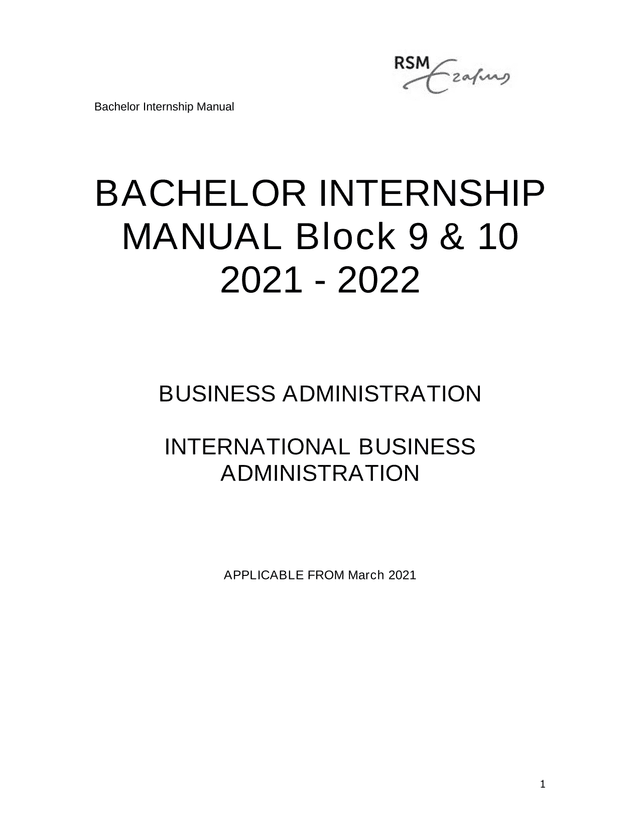 Bachelor Internship Manual screenshot