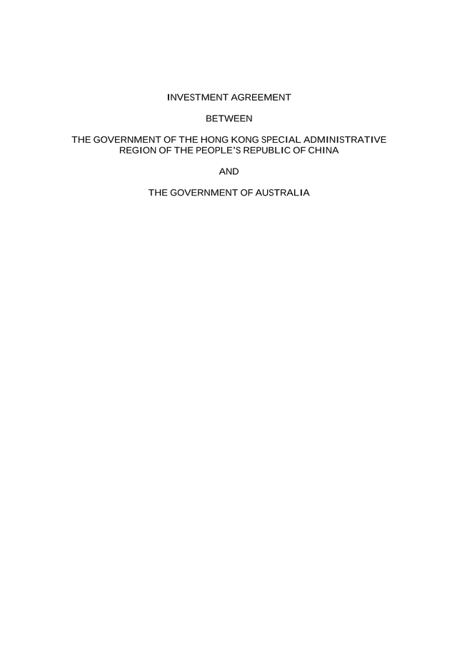 Investment Agreement Between Hong Kong And Australia screenshot