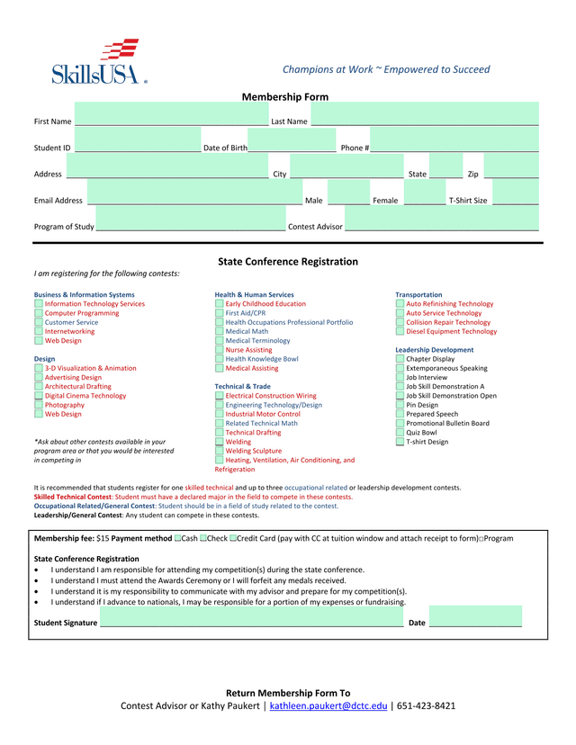 Membership Form screenshot