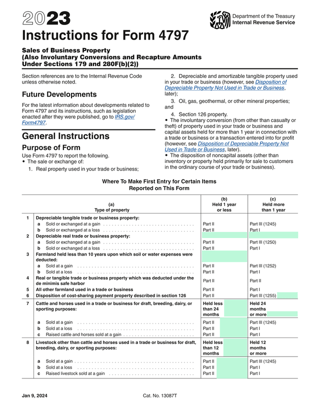 Instructions For Form 4797 screenshot