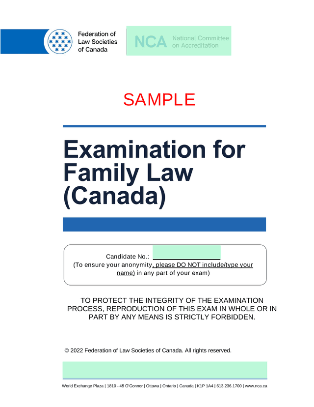 Examination For Family Law (Canada) screenshot