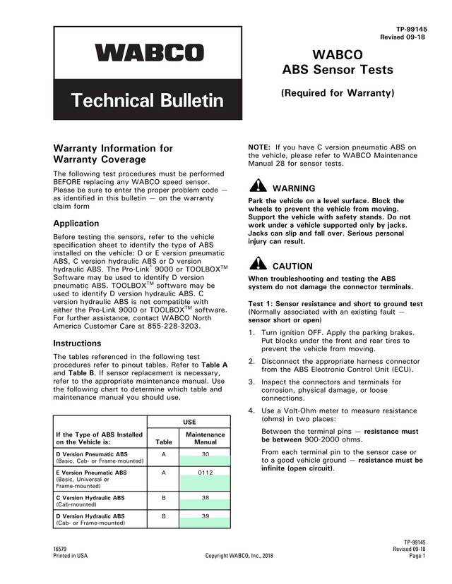 TP 99145 Technical Bulletin screenshot