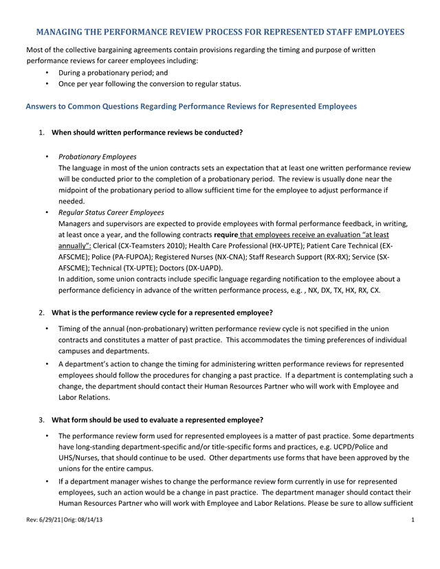 Managing The Performance Review Process For Represented Staff Employees screenshot