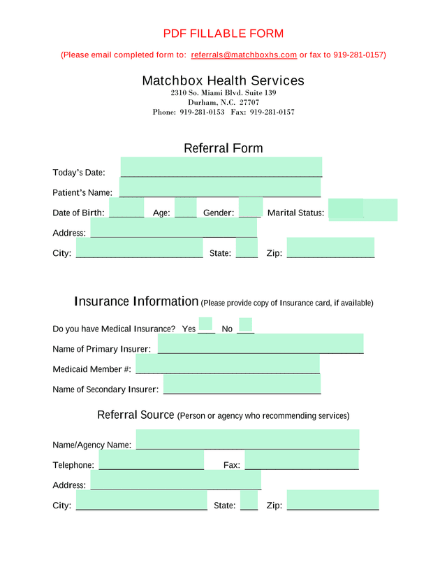 Referral Form screenshot