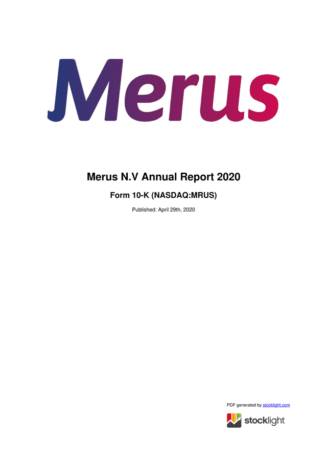 Merus N.V Annual Report 2020 screenshot