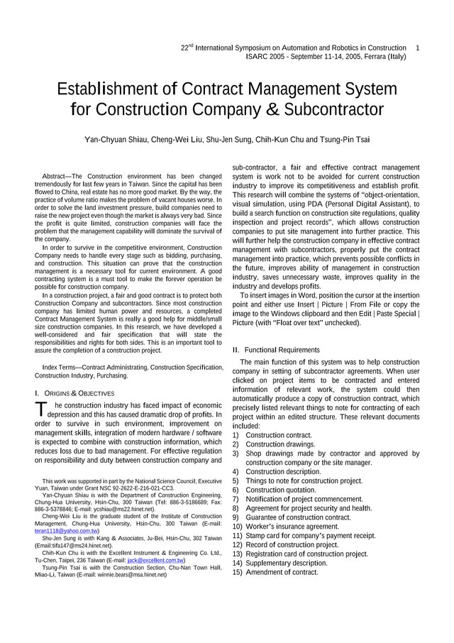 22nd International Symposium On Automation And Robotics In Construction screenshot